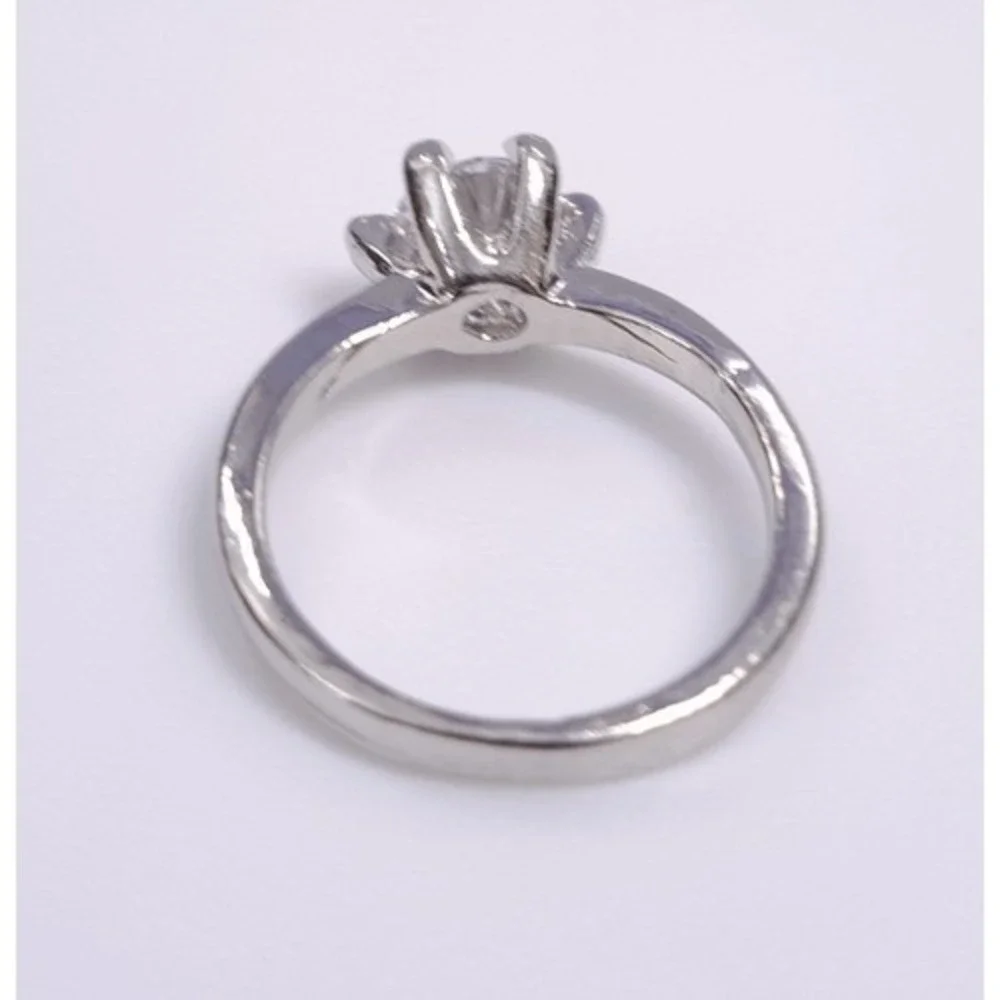 New SilverTone Solitaire Ring Size 5.5 Clear CZ Rainbow Sparkle Engagement